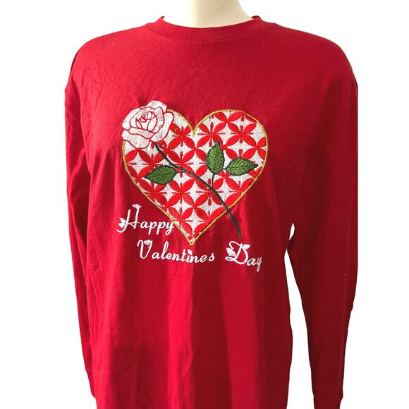 Vintage Embroidered Valentines Heart TShirt Sz XL from Access Womens Eighties Lo - Picture 6 of 7
